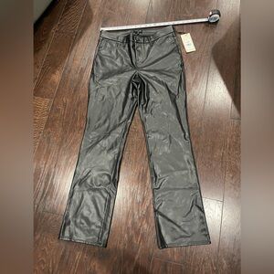 NYDJ Sculpt Her Womens Size 10 Black Faux Leather Marilyn Straight Pants NEW